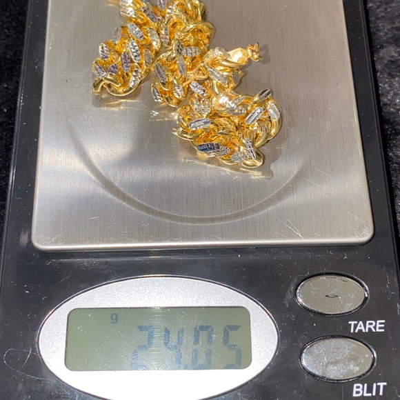 Mens 10k gold vermeil iced Cuban link chain and bracelet set Italian 925 stamped - Picture 5 of 11